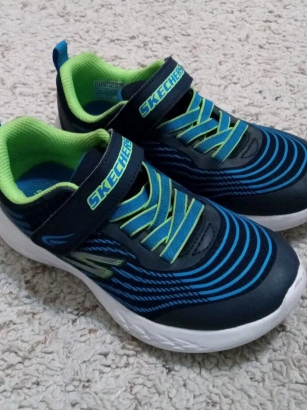 Skechers Microspec Advance Navy Lime Kids Boys Size 13 Sneakers 17128lr Nvy